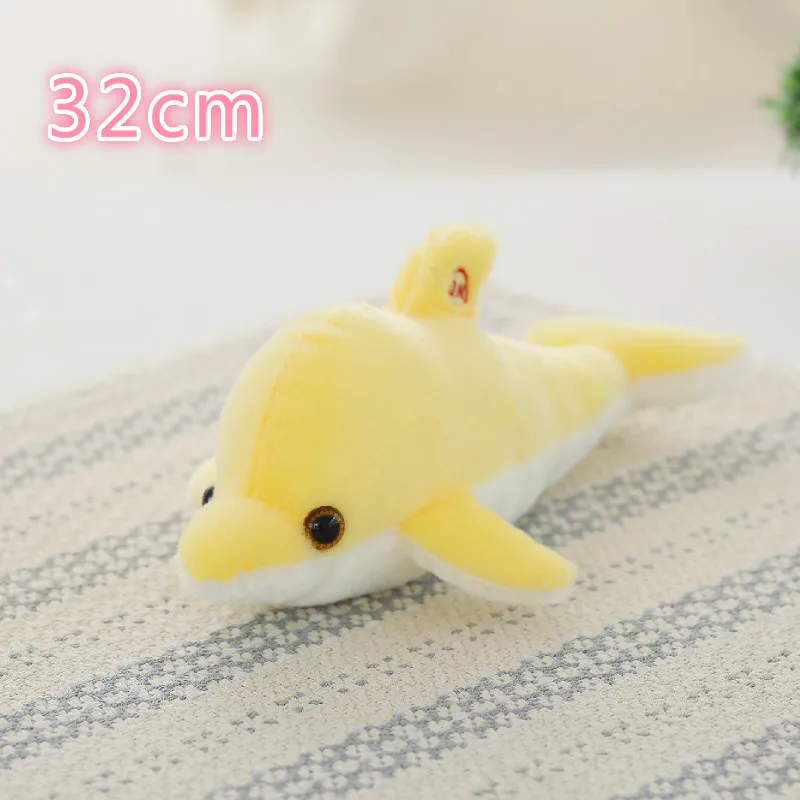 32cm Yellow Dolphins 50 см красочные светящиеся плюшевая собака светодиодный светильник Подушка Детские Мягкие игрушки кукла животного подарок на день рождения для ребенка - Цвет: 32cm Yellow Dolphins