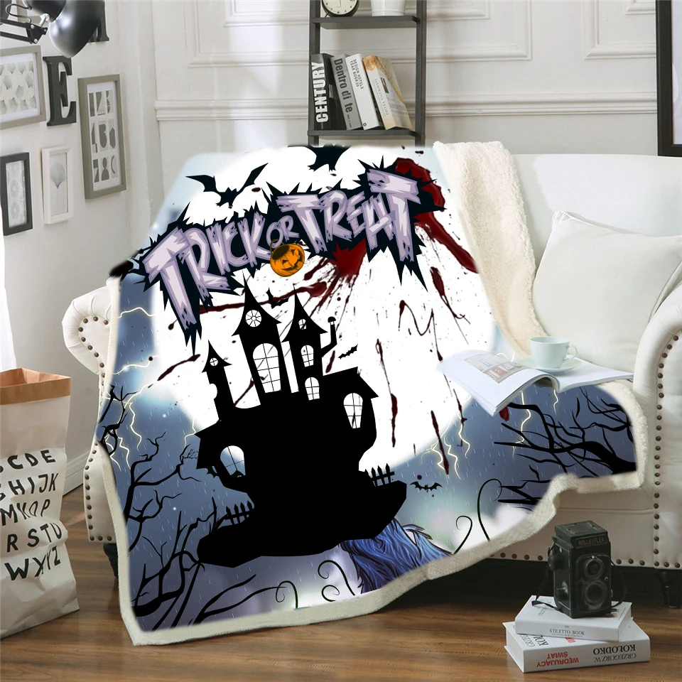 

Christmas Throw Blanket Full Moon Night Sky Growling Werewolf Mythical Creature in Woods Halloween Warm Adults Blanket
