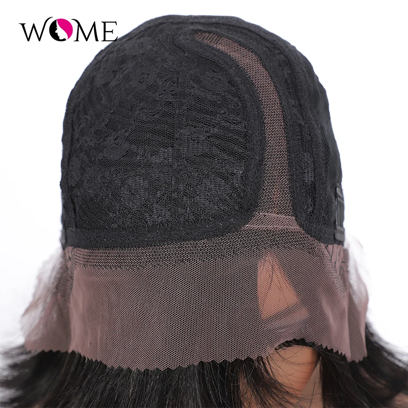 

WOME L Part Short BOB Wig Lace Front Human Hair Wig For Black Women Straight Bob Peruvian Pixie Cut Wig Human Hair 150 Remy Hair