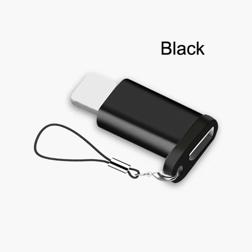 Black 5Pcs VOXLINK мини видеокамера с разъемом Micro USB для освещения 8 Pin для Apple адаптер с кольцом для ключей для iphone X XS XR 6 7 Plus синхронизации Зарядное устройство преобразователь OTG - Цвет: Black 5Pcs