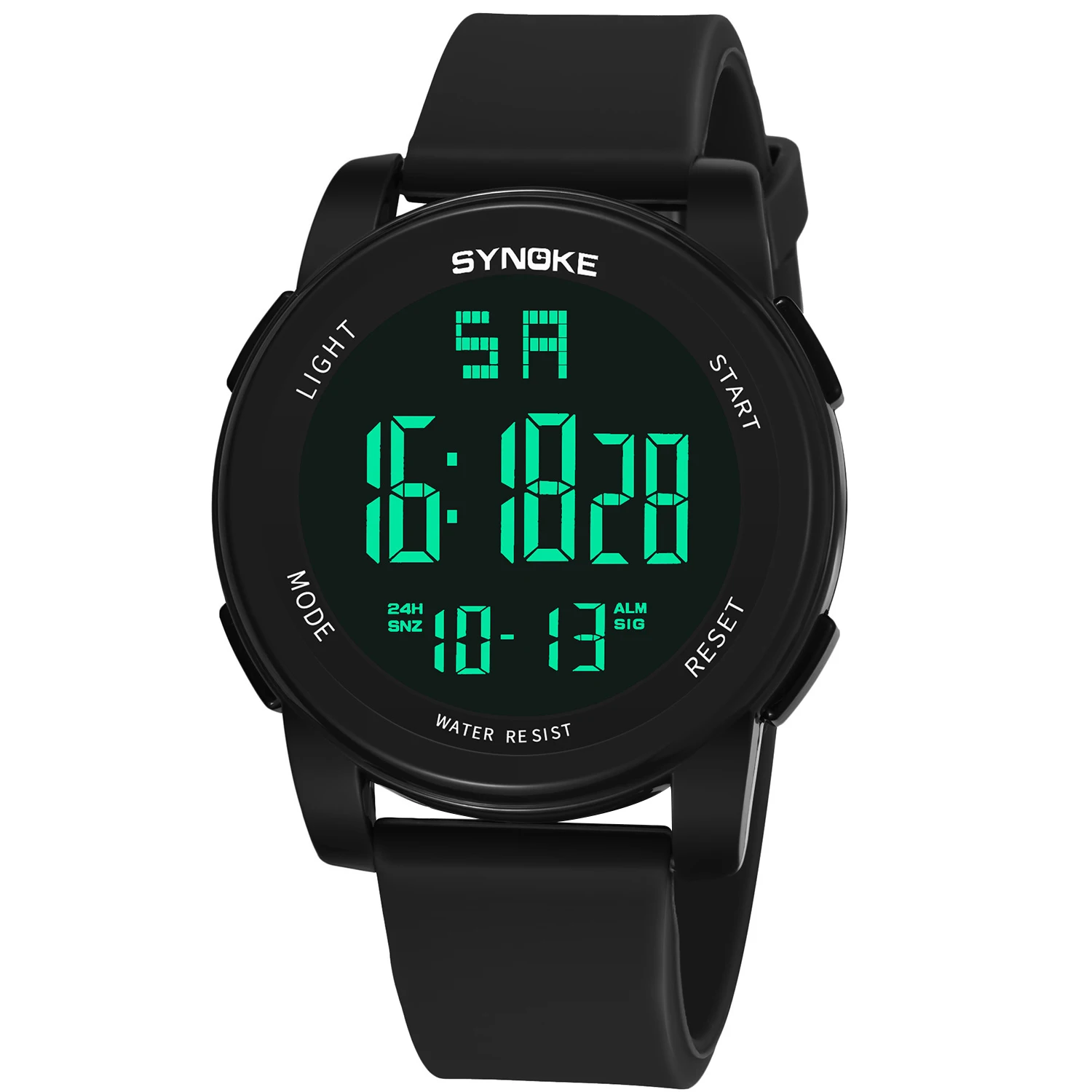 Black SYNOKE мужские спортивные часы Reloj Цифровой Hombre светодиодный наручные часы мужские часы Relogio Masculino Montre Homme военные электронные - Цвет: Black