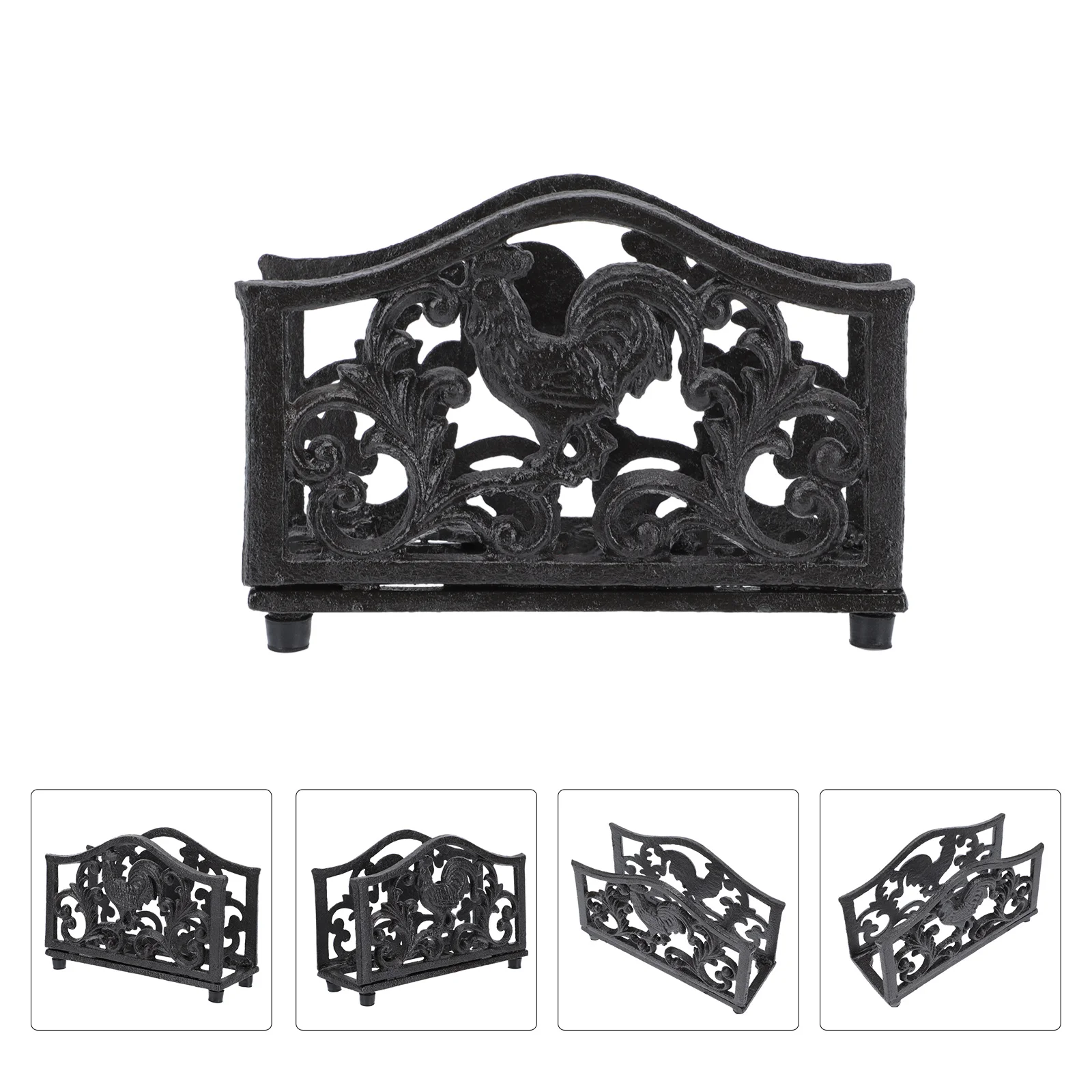 

1pc Western Restaurant Tissue Holder Iron Art Hollow Countertop Napkin Rack