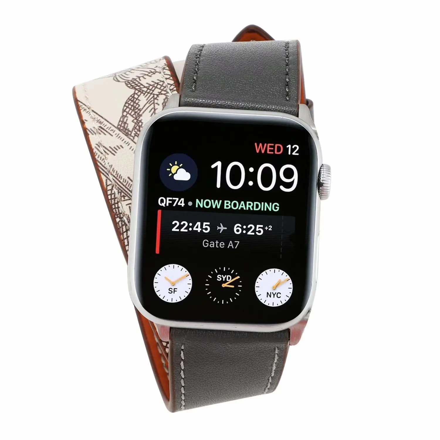 Ремешок mixcolor для iWatch серии 5 4 3 2 1 Двойная кожаная Петля для Apple Watch 42 мм 38 мм 40 мм 44 мм Мода