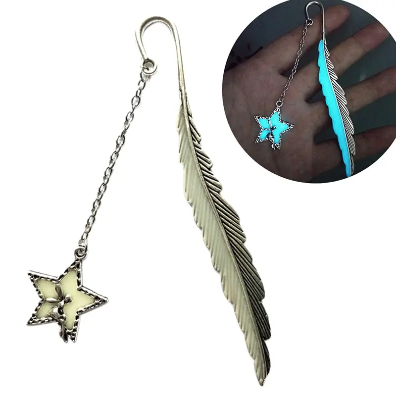

Book Markers Flying Man Bookmark Luminous Glow In The Dark Star Shape Feather Bookmark