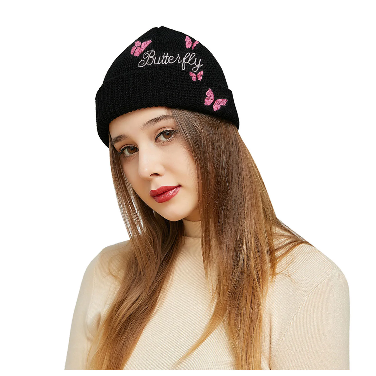 

Outdoor Winter Adult Neutral Keep Warm Printing Hats Woolen Hat Stylish Thin Hip-hop Soft Stretch Knit Slouchy