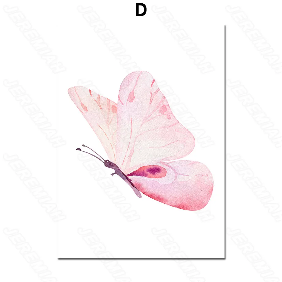 

Color Cartoon Butterfly Animal Poster Nordic Style Wall Waterproof Ink Canvas Print Painting Modern Home Decoration Picture