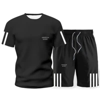 mens sets casual sportswear two piece 3dt shirt shorts suit summer mens short sleeved fashion round neck t shirt
