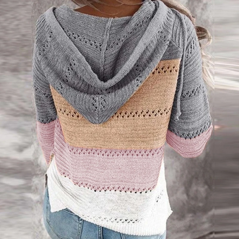 Женская футболка с длинным рукавом и v образным вырезом Вязаные толстовки