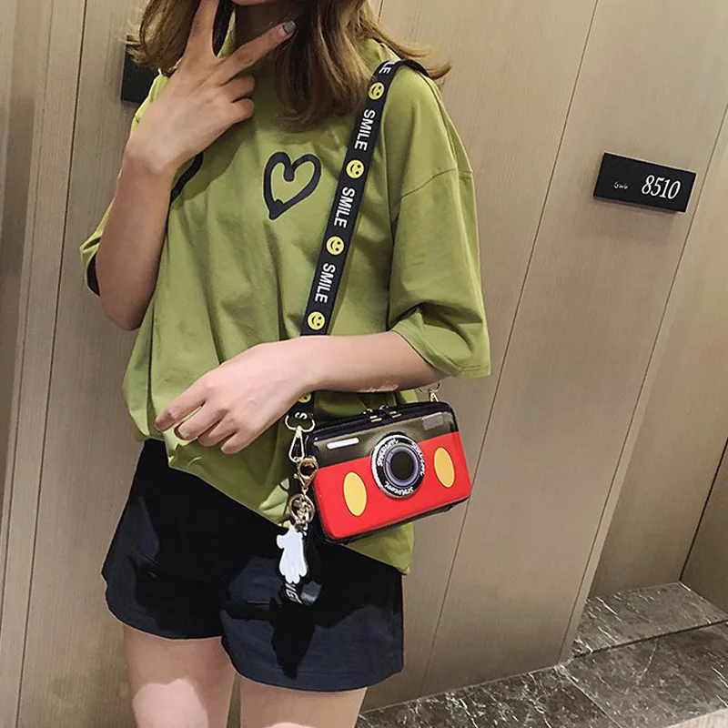 disney mickey mouse girl camera bag messenger mobile phone bags mini coin purse versatile pvc shoulder diagonal handbag backpack free global shipping