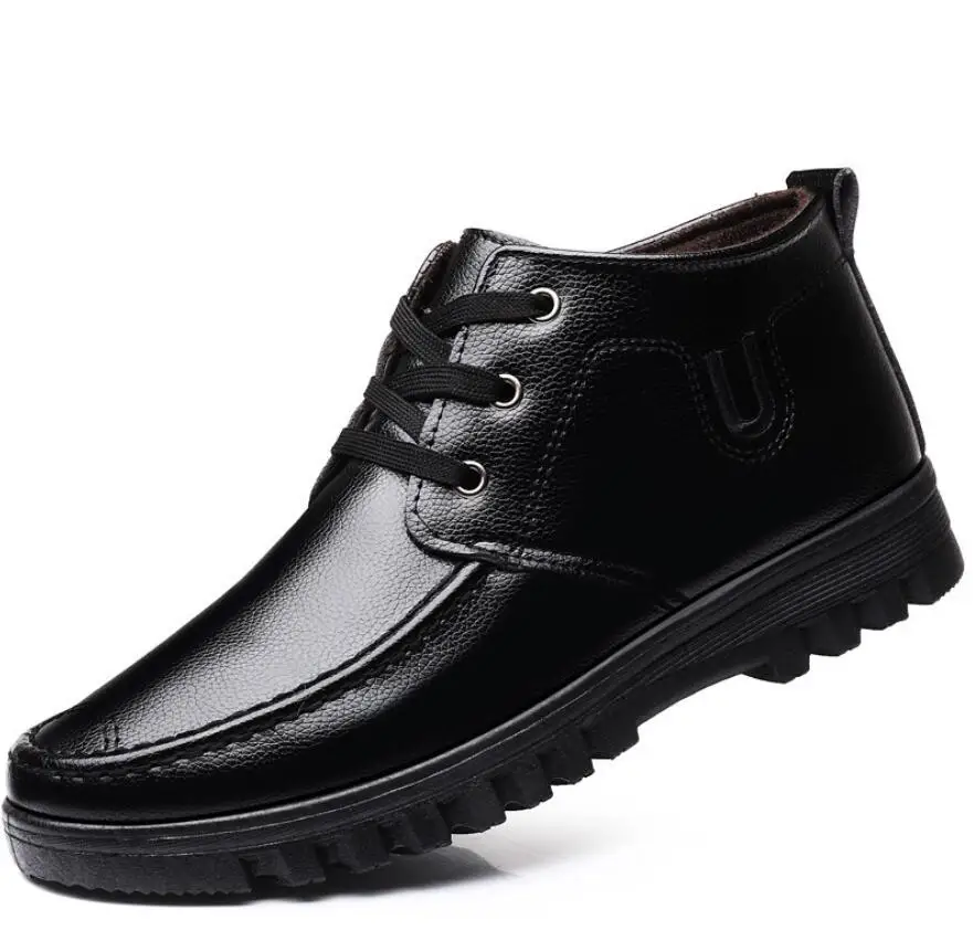 Ботинки Челси мужские зимние черные из спилка с Плюшевым Мехом | Обувь