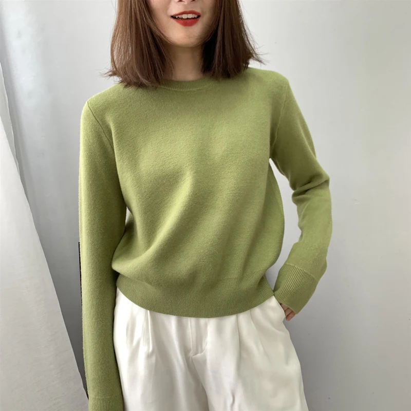Женские шерстяные свитера и пуловеры на осень зиму повседневный укороченный