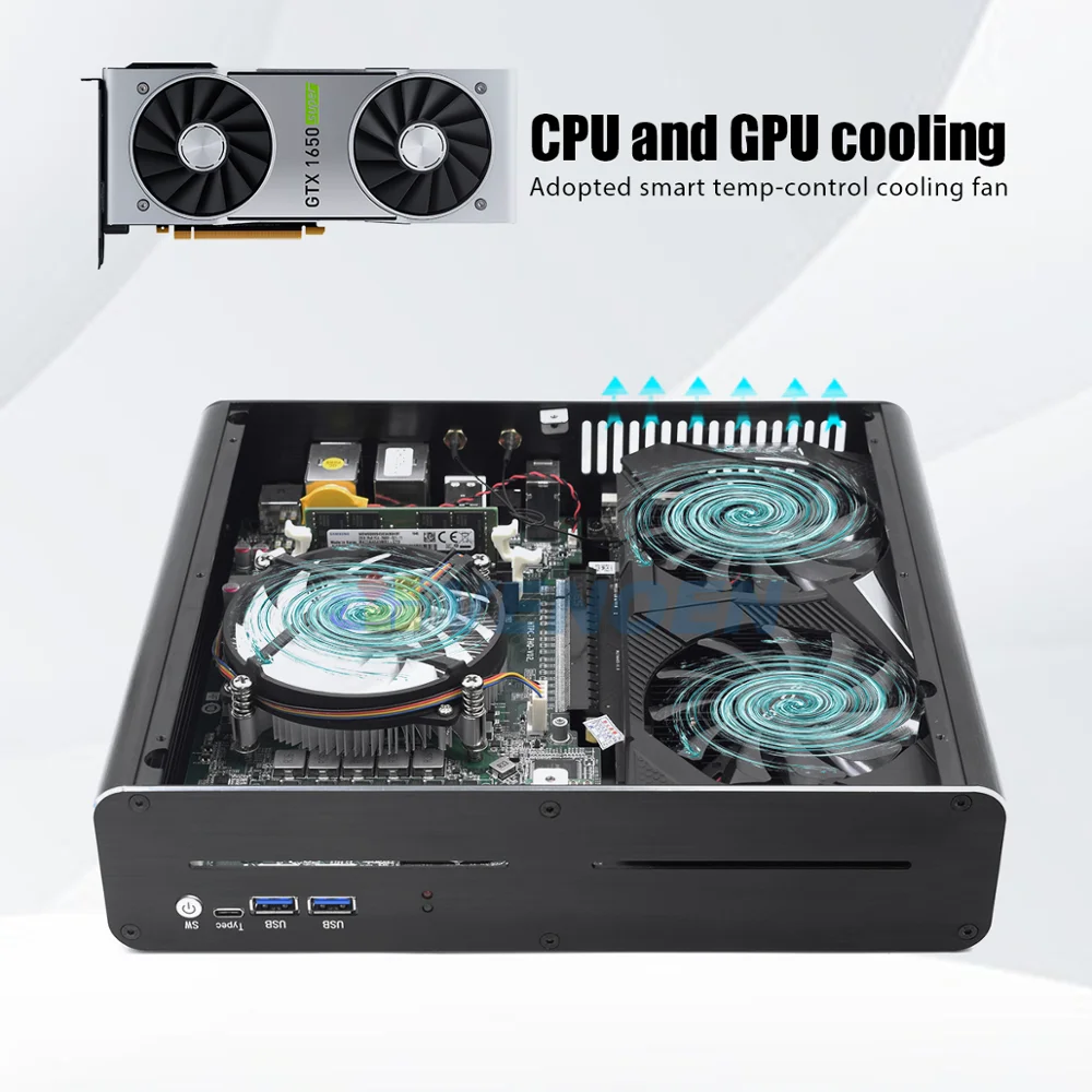 Verkaufen Mini Gaming PC Intel I7-7920HQ 7820HK GTX 1650 GDDR5 4GB Dual Fan 2 * DDR4 M.2 NVME Desktop Computer Win10 WIFI 5,0 BT Typ-C