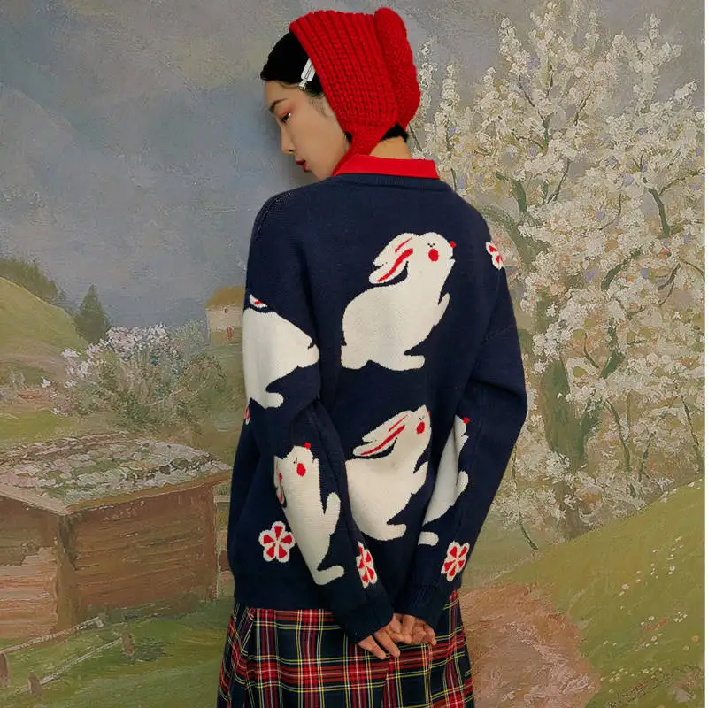 Unifree winter 2019 new women's long sleeve loose print casual warm sweater trend U194K361RR | Женская одежда