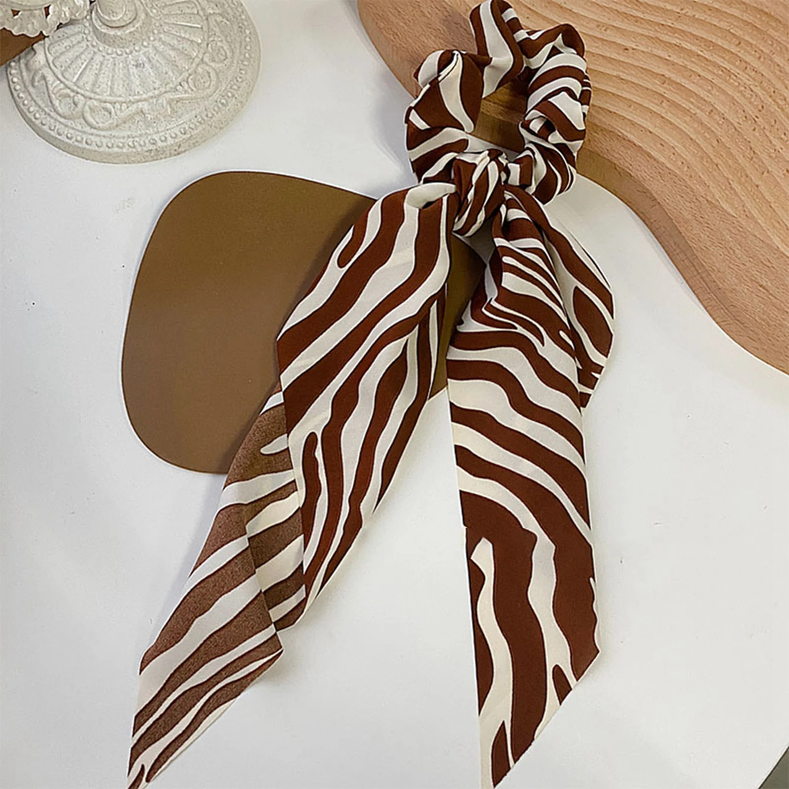 

Women Fashion Retro Striped Streamer Sweet Hairband Ring Rope Hair Accessories