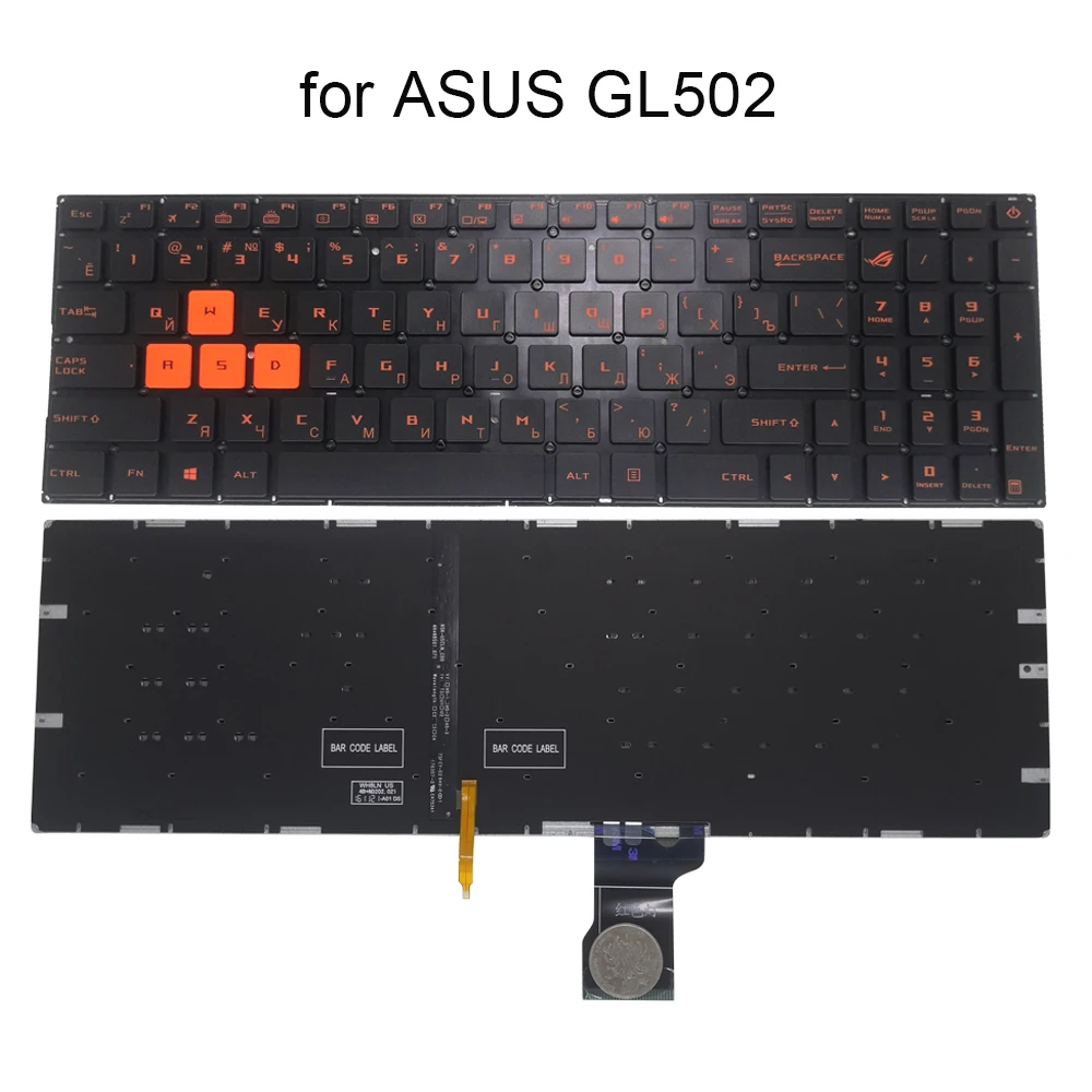 

US RU Russian Keyboard Backlight For ASUS ROG Strix GL502VM GL502VT-DS74 GL502VY GL502 VS GL502V Laptop Keyboards Orange keycaps