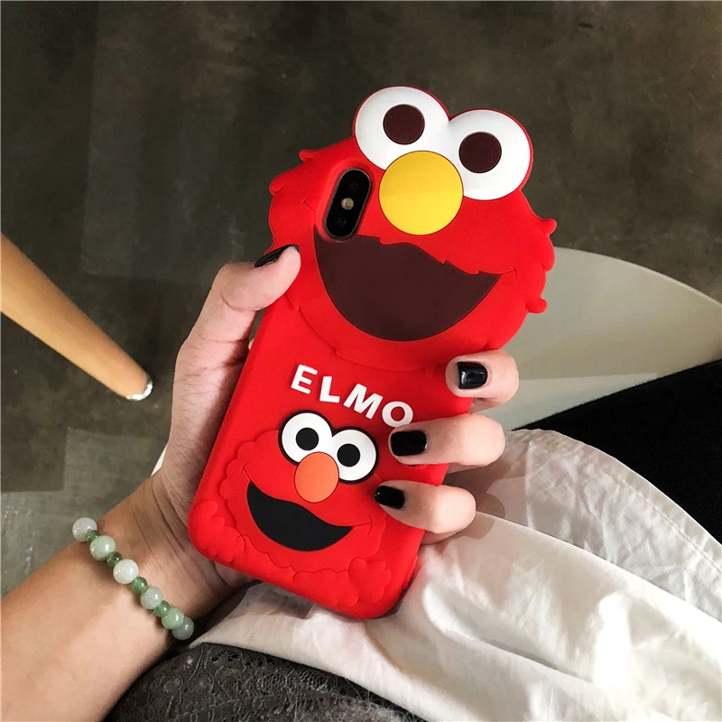 Мягкий чехол с 3D рисунком кота для Apple iphone X, XR, XS, Max, 4S, SE, 5, 5S, 5C, 6, 6 S, 7, 8 Plus, чехол для телефона с изображением счастливых кошек - Цвет: ELMO Red