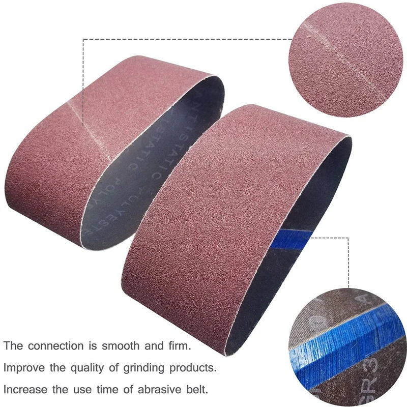 

18 Pcs 3 Inch X 21 Inch Aluminum Oxide Sanding Belt(3 Each Of 60 80 120 150 240 400 Grits)(3X21In)