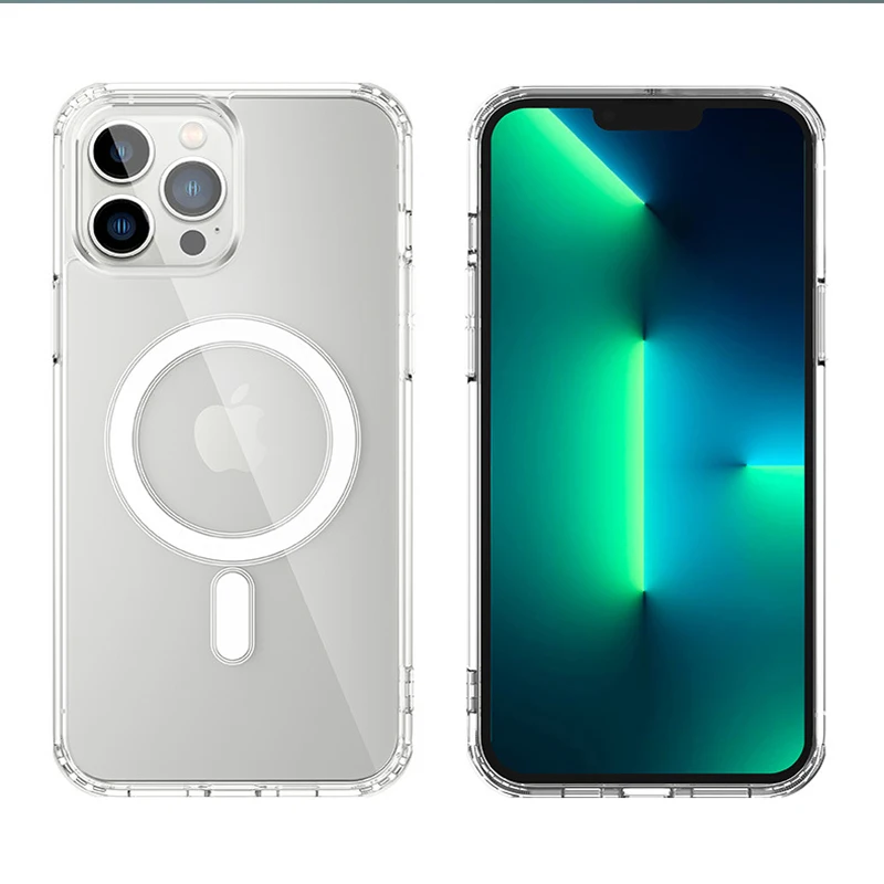 

Magnetic Case For iPhone 13 Mini Pro Max Transparent Cover For Magsafe Magnetic Wireless Charging Case Magnet Back Cover