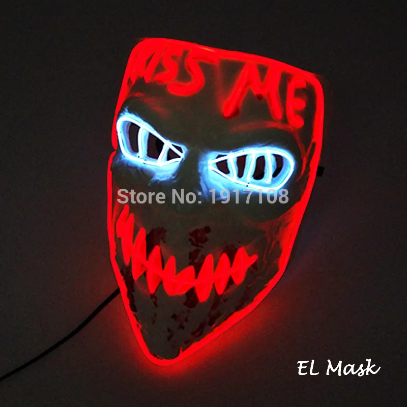 2 colors mask5 10 цветов, опция Вендетта, EL wire, маска, мигающий, косплей, светодиодный, маска, костюм, аноним, маска для светящихся танцев, маски для карнавала вечеринки - Цвет: 2 colors mask5