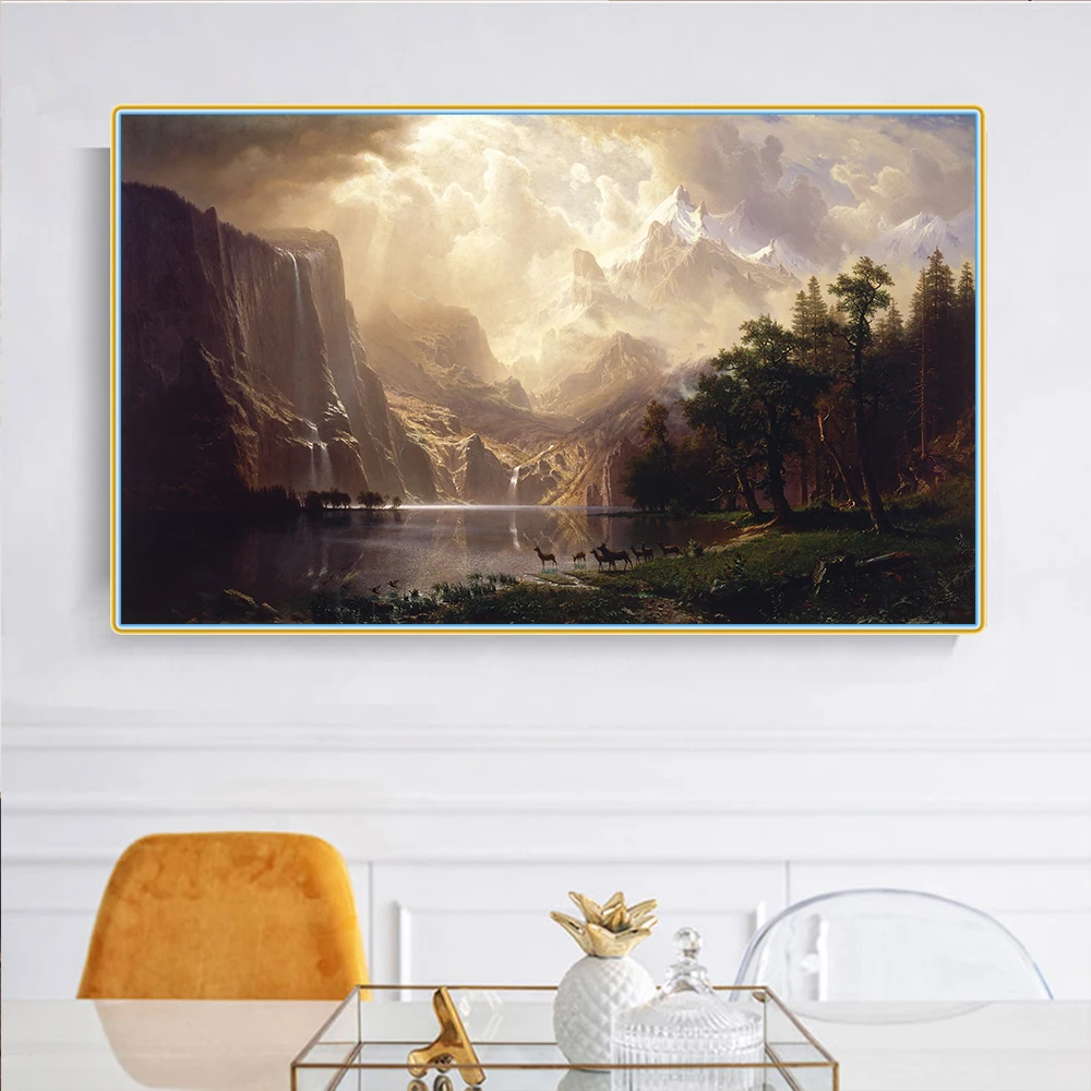 Картина на холсте Альберт бирштат, Алберт берберт среди гор Невада, Калифорния, живопись маслом, пейзаж, эстетическое изображение, украшение для дома