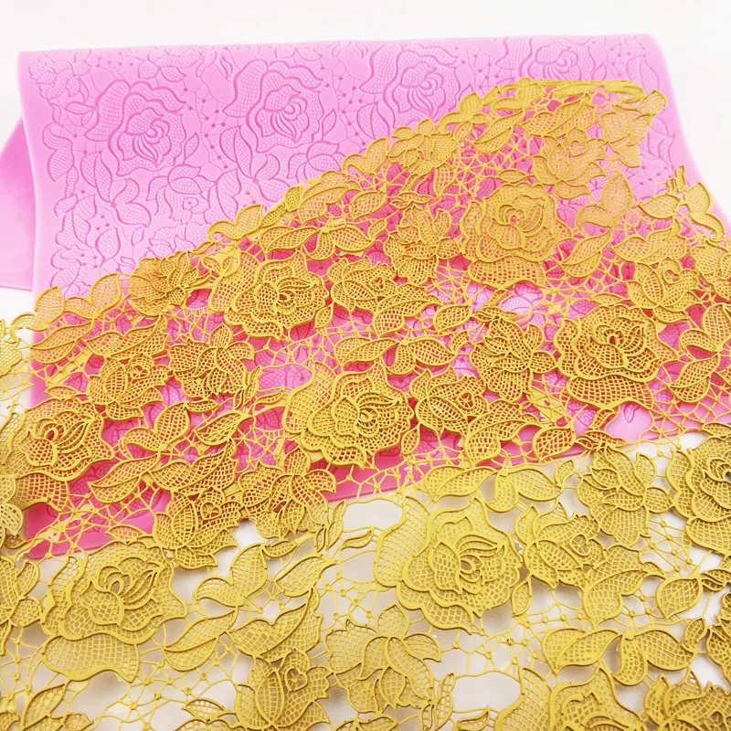 Rose Silicone Mold Lace Mat Fondant Mould Cake Decorating Tool Chocolate, Gumpastes Mold, Sugarcraft Kitchen Accessories K377