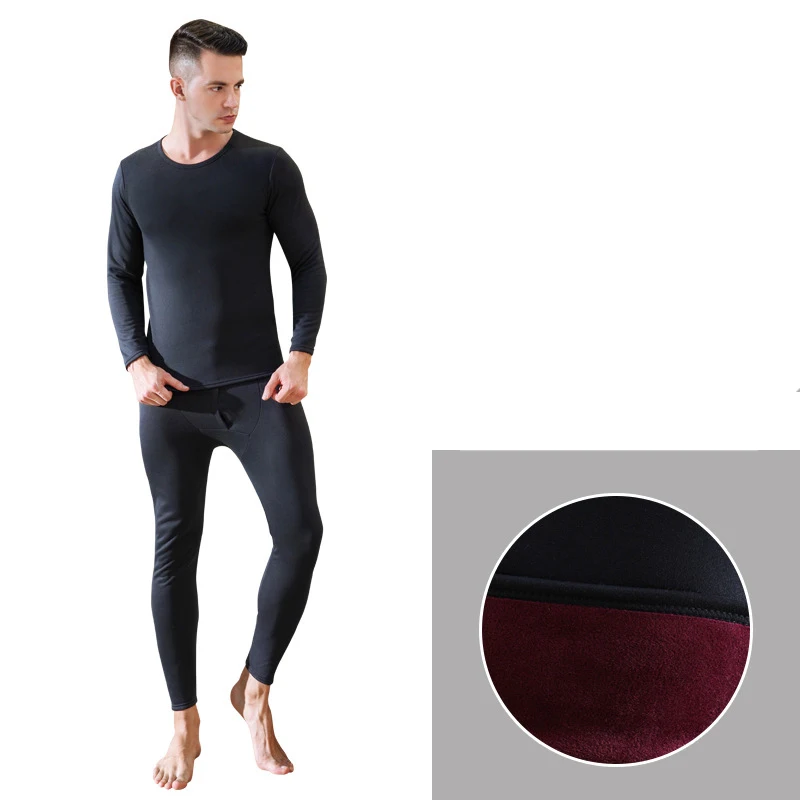 2 шт./компл. Long Johns Для мужчин зимняя женская обувь Термальность костюм Новые Теплые Термальность зимнее нижнее белье, одежда для сна длинная рубашка Off White - Цвет: Mens black