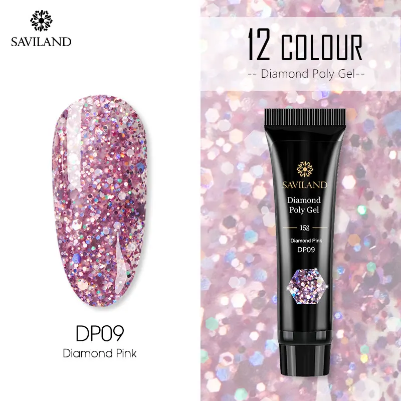 15mldiamond polygel9 SAVILAND 30 мл неоновые ногти флуоресцентный полигель быстрое строительство акриловый полигелевый удлинитель яркий для дизайна ногтей - Цвет: 15mldiamond polygel9