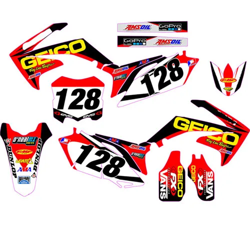 as show Глянцевый Графический номер на заказ& фоны Наклейка для Honda CRF250R CRF250 2010 2011 2012 2013 CRF 250R CRF 250 R - Цвет: as show