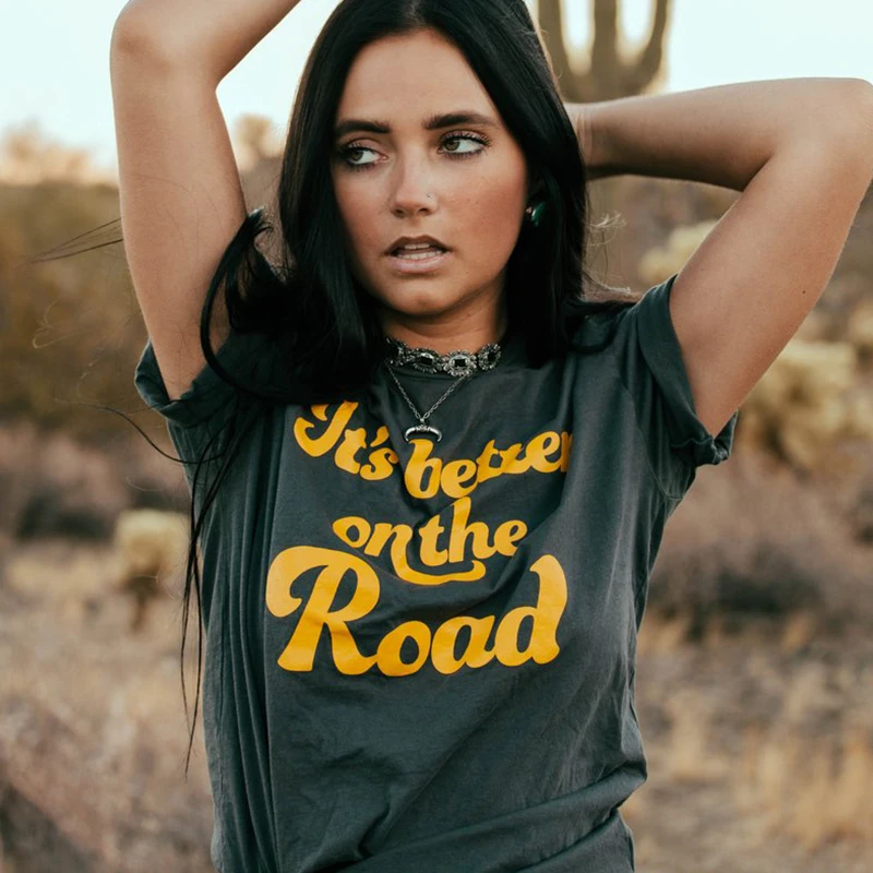 Женская футболка с принтом It's Beat on The Road повседневная винтажная