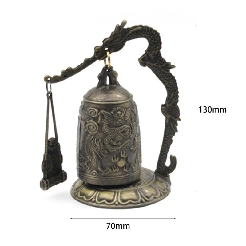 Винтажное украшение Жемчуг дракона буддийский колокольчик орнамент бронзовый