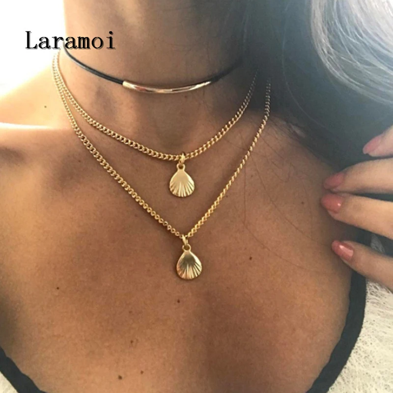 Ожерелье Laramoi из сплава с подвеской в виде ракушек женское многослойное