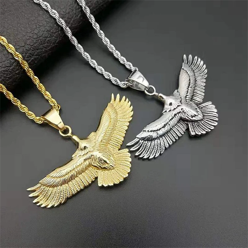 

Simple Design Gold Color Eagle Pendant for Women Girl Punk Style Stainless Steel Chain Necklaces 2021 New Jewelry Drop Shipping
