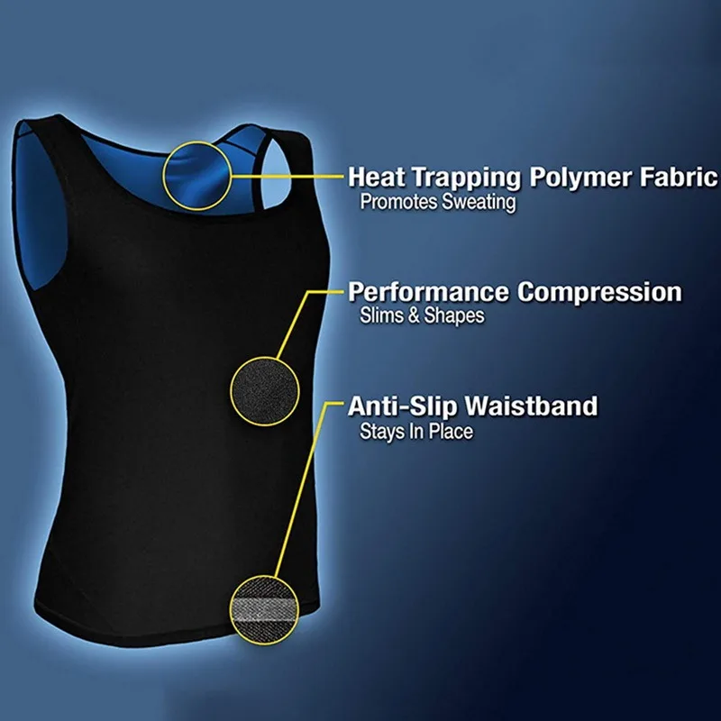 

Men Thermo Shirt Sweat Sauna Tank Tops Body Shapers Waist Trainer Slimming Vest Fitness Comfortable Shapewear Belt Body Men 2021