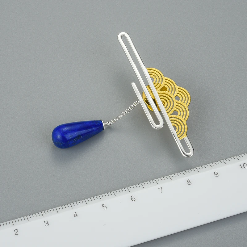 Lotus Fun реальные 925 пробы серебро Натуральный камень ручной работы Fine Jewelry Восточный элемент мира облака брошь для Для женщин милый подарок