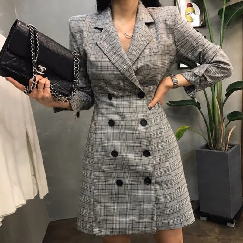 Женское платье блейзер с длинным рукавом Heydress офисное двубортное трапеция в