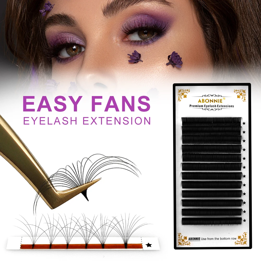 

Abonnie Easy Fan Lashes False Eyelash Extensions Supplies Faux Mink Eyelashes Fanning Cils Auto Blooming Natural Russian Volume