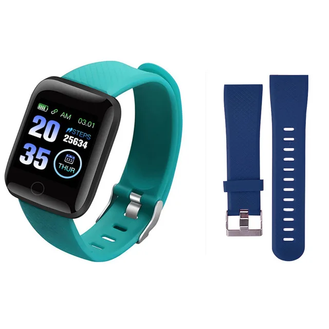 New Smart Couple Watch Wearable Waterproof Pedometer Bluetooth Heart Rate Sleep Monitoring Children Men And Women Watch - Color: And blue strap