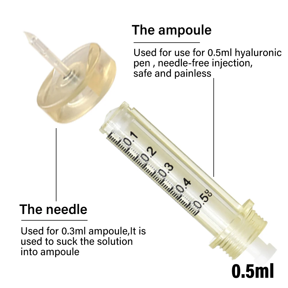 0.5ml/0.3ml Ampoule Head Syringe Needle for Hyaluronic Acid Pen Atomizer Water Syringe Disposable Wrinkle Removal SKin Care Tool