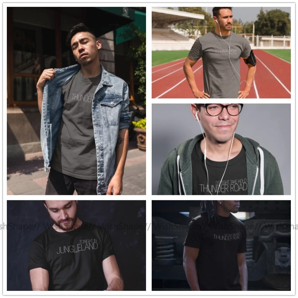 Брюс футболка Спрингстина Thunder Road печатная Футболка мужская летняя с коротким