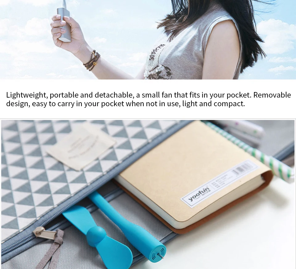 Xiaomi Портативный Гибкий мини USB вентилятор гибкие съемные USB гаджеты низкая мощность для банка питания для ПК для ноутбука для OTG