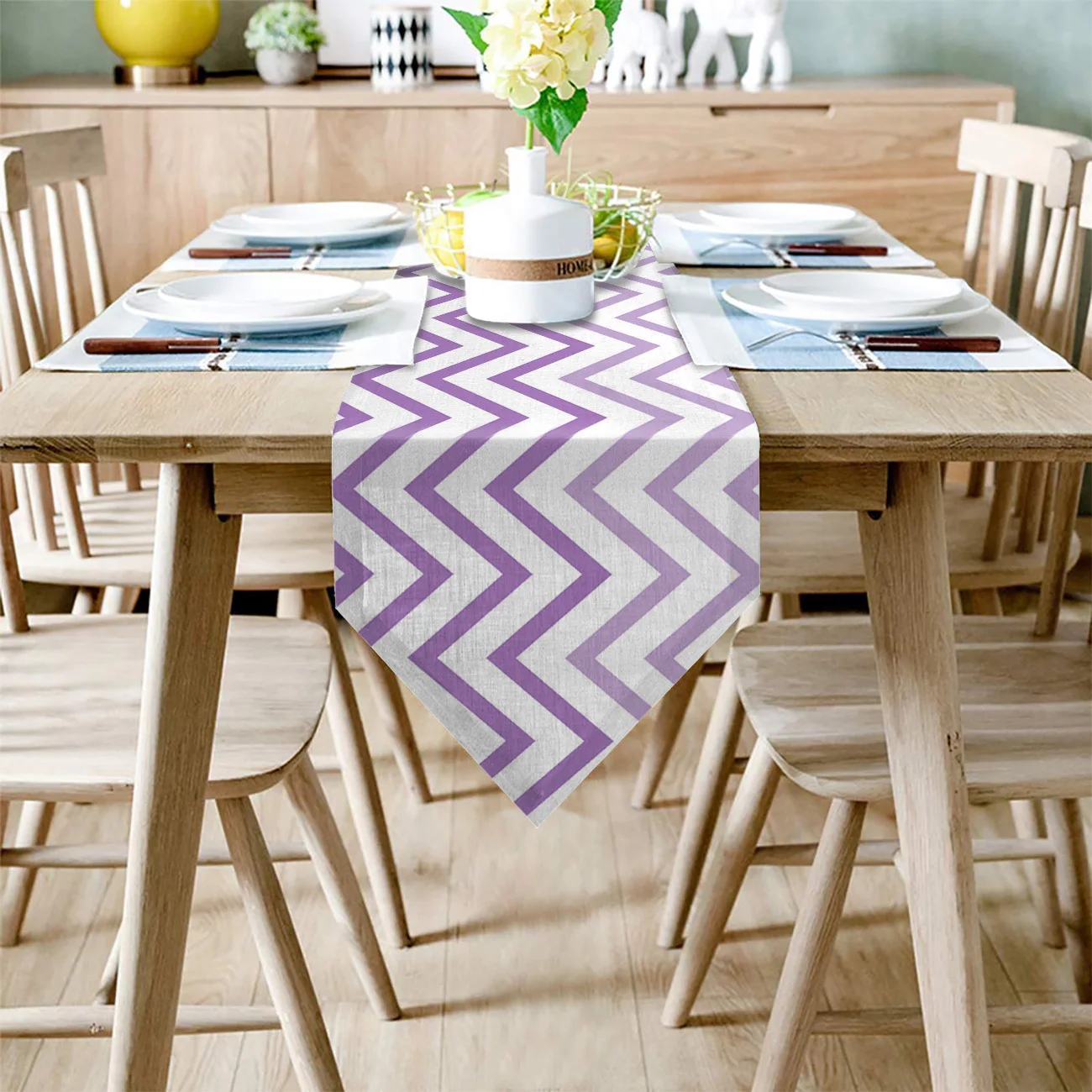 Geometric Ripple Stripes Gradually Purple Table Runner Christmas Decorations for Home Decorarion | Дом и сад