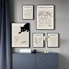 Черная кошка, линия, винтажная живопись, Пабло Пикассо, выставочные холщовые плакаты и принты, Современная галерея, Настенная картина, домашний декор