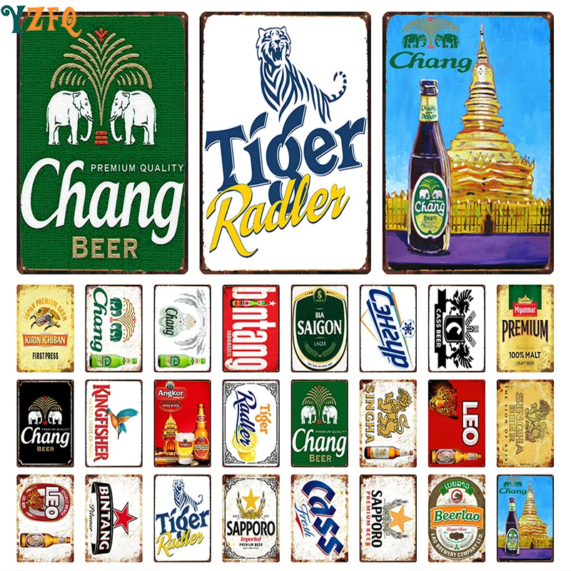 Asian Beer Signs Thailand Korea Metal Plate Decor For Restaurant Cafe Kitchen Art Wall Accessories Retro Poster DU-10883B