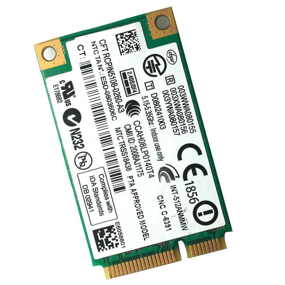 Беспроводная карта Intel Wi-Fi link 5100AN 300 Мбит/с Mini PCIe для X200 X301 T400 W700 R400 R500 G450L G430A Y450 Y430 E43L