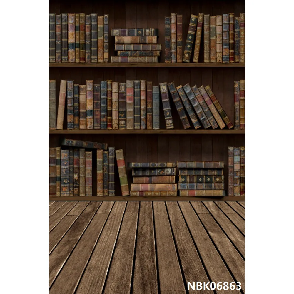 Laeacco детская библиотека деревянный пол старая книжная полка книга фотографии фоны индивидуальные фотографические фоны для фотостудии - Цвет: NBK06863