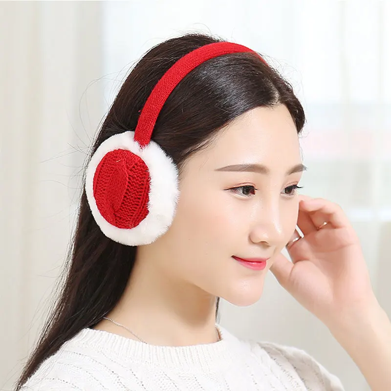 Новинка женские зимние вязаные крючком наушники плюшевые мягкие винтажные