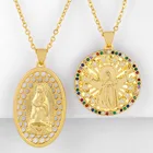Кубический цирконий, натуральная Мария подвески для женщин, золотые ожерелья с кристаллами CZ Peace католические украшения, виргинская вера nkeq53