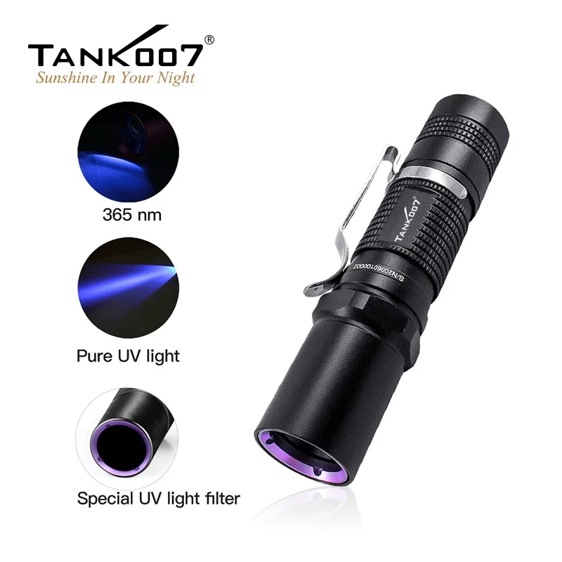 TANK007 UV320 Anti-Counterfeiting 365nm UV Flashlight Blacklight Torch LED Ultraviolet Light GEL Curing Lamp AA Battery Portable