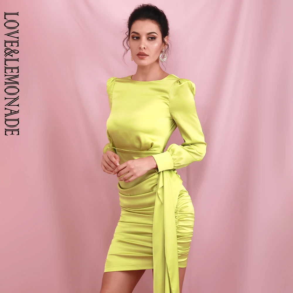 Женское мини платье LOVE & LEMONADE ФЛУОРЕСЦЕНТНОЕ зеленое из светоотражающей ткани с