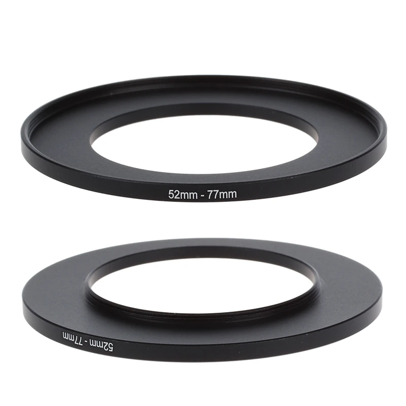 

2 Pcs Camera Lens Step Up Filter Black Adapter Ring Metal Step Up Filter Ring Adapter For Camera, 72Mm-77Mm & 52Mm-77Mm